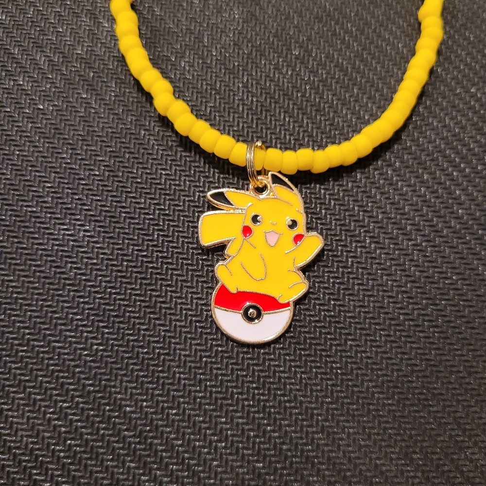 Yellow Pikachu Beaded Necklace